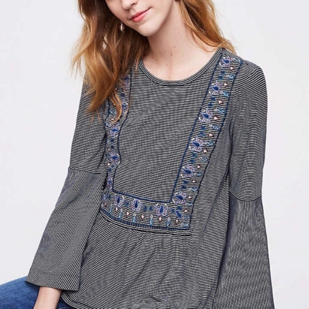 LOFT embroidered peasant blouse